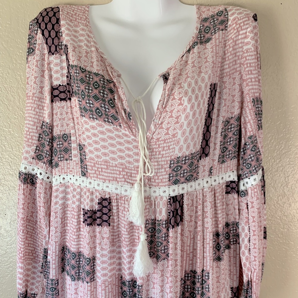 Boho Cottagecore Patchwork Pink Black Tiered Tass… - image 5